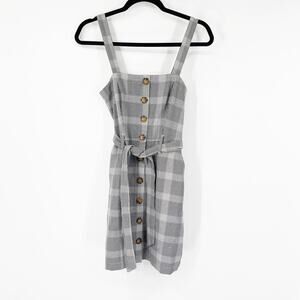 Abercrombie & Fitch Button Front Tie Waist Plaid Dress